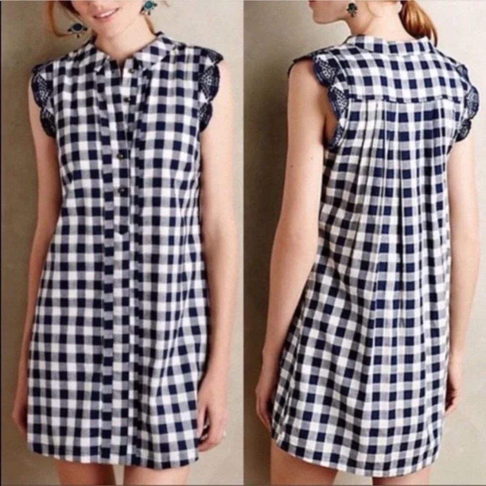 [SOLD] Dear Creatures Trinette Shift Dress Embroidered Gingham - Picture 2 of 14